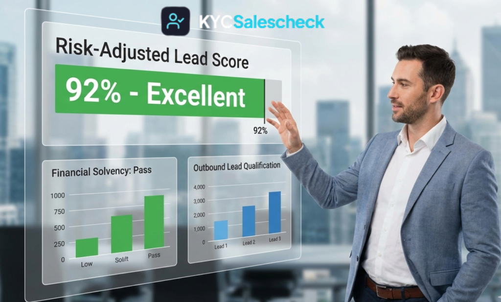 Man using KYC sales lead qualification dashboard.