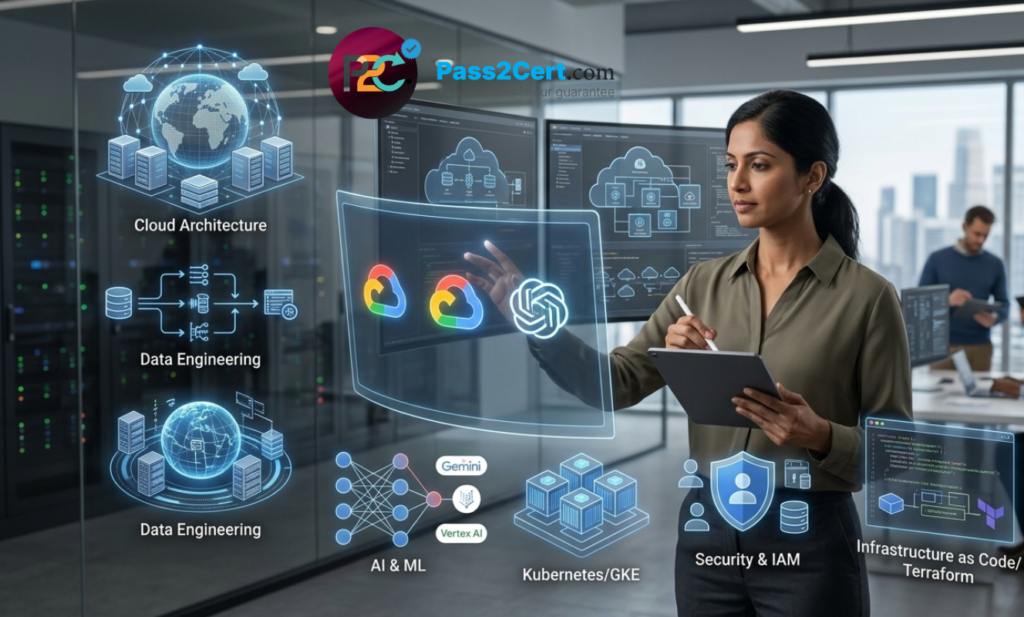 IT professional analyzing cloud skills.